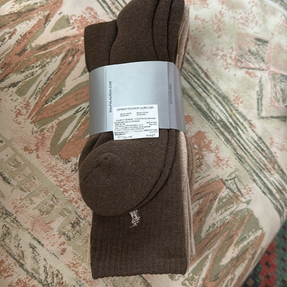 Polo Ralph Lauren crew socks 4 pack tan cream brown new w tags size large 10-13 - Picture 2 of 4